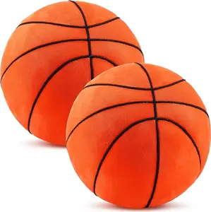 2-piece set of plush basketball pillows, fluffy and soft filled sports pillows, stress relieving toys
