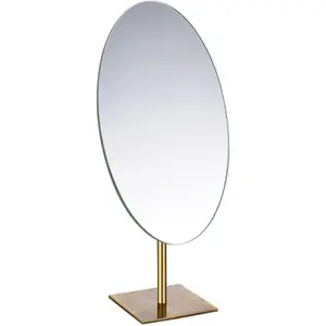 Large Oval Table Top  Desk Mirror 7"x12" Antique Brass Luxuries Makeup Mirror with Stand, Jeweler's Mirror Gifts for Women Mom