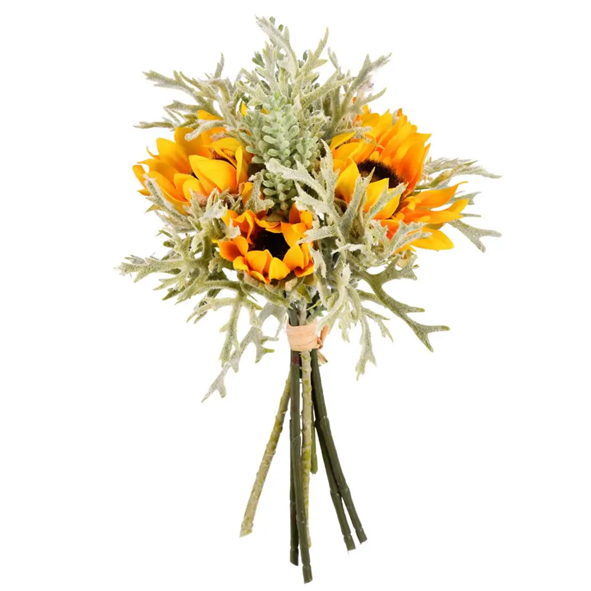 212 MAIN 14 in. Yellow Sunflower Succulent Bouquet - Artificial Silk Faux Plastic Flower Arrangement, Home Decor Supplies, Festive Party Ornaments, Decorative Plants, Artificial Flowers, Plastic Silk Flower