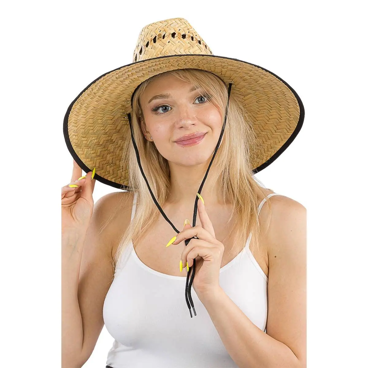 Cap Zone Black Trim Open Weave Lifeguard Hat