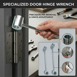 Door Hinge Gap Adjusting Wrench Tool, Upgraded Rolled Steel Door Hinges Adjustment Tool,  Gap Adjusting Wrench, Rust-Proof Door Jamb Hinge Jig for Residential, Fire Doors, Universal Manual Hand Tool for Home & Office Use, Hardware Tool Light Sliver