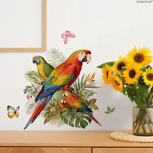 A (30*90cm) parrot plant tropical wall sticker for living room, dining room, entrance hall home decoration to beautify walls, self-adhesive M21233-KR