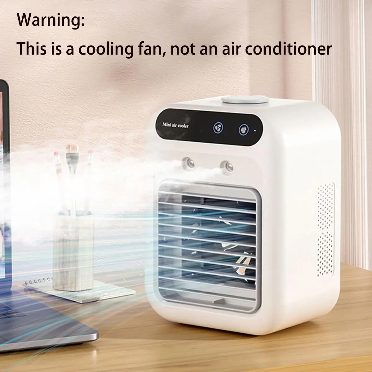 Portable Mini Personal Air Cooler, USB Rechargeable Air Cooler with Digital Display, Small and Lightweight Air Conditioner for Dormitory, Office, Car