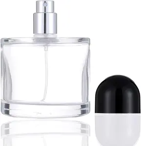 Enslz 100ML/3.4OZ Refillable Cosmetic Spray Bottle, Empty Glass Perfume Bottle with Spray Atomizer (Black, 100ml)