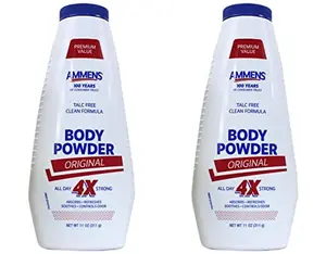 Ammens Body Powder Original – Talc-Free Clean Formula, All-Day 4X Strong Protection, 11 oz (Pack of 2)