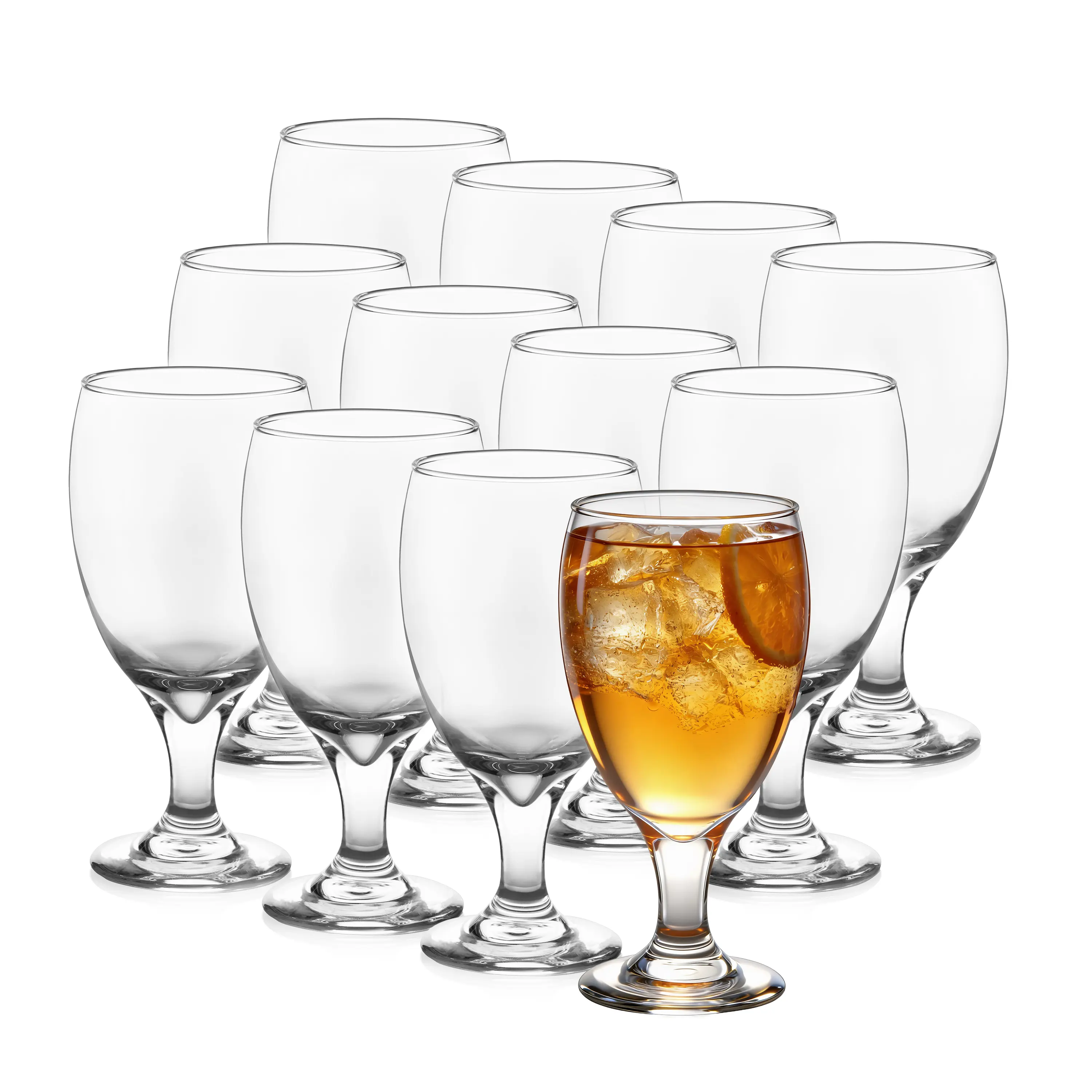 Libbey Classic Goblet Party Clear Glass Set of 12, Dishwasher Safe Drinking Goblets for Iced Tea, Sangria, and More, Ideal Goblet Glassware for Parties