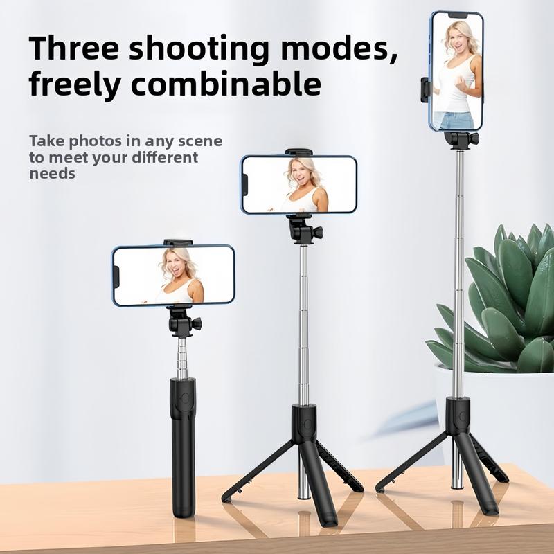 Foldable 2 in 1 Selfie Stick 360° Rotation Height Adjustable Telescoping Tripod Stand with Wireless Remote for iPhone Samsung Accessories Rechargeable Smart Face Tracking