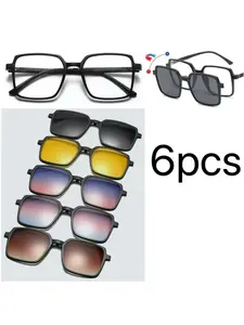 6pcs Interchangeable Lens Set, Fashion Decorative Eyewear, Daily Wear Glasses, Stylish Replacement Lenses, Versatile Accessory