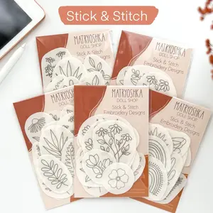 Stick and Stitch Embroidery Patterns, Floral Botanical Boho Patterns for Clothing, Embroidery Transfers, Embroidery Pack embroidered denim flowers clothes