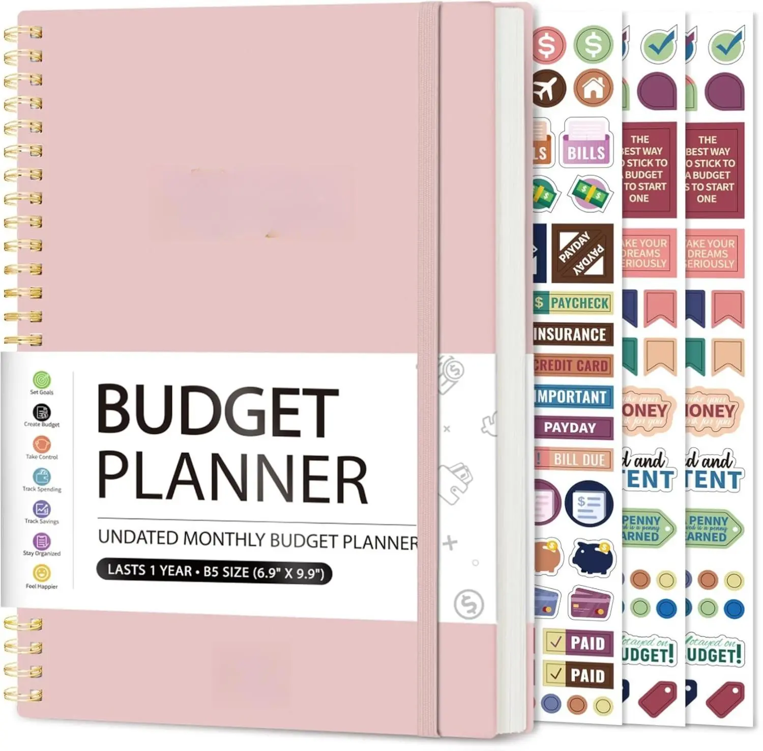 Budget Planner - Monthly Budget Book with Expense Tracker Notebook, Undated Bill Organizer & Finance Planner to Take Control of Your Money, 2025-2026 Account Book to Manage Your Finances-Pink