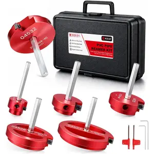 6 count PVC Pipe Reamer Kit, Durable  PVC Fitting Saver for Sch.40 CPVC, ABS, Lightweight Socket Hub Saver Includes 3/4", 1", 1-1/2", 2", 3", 4", Plumbing Tool Fits Standard 1/2" Drill
