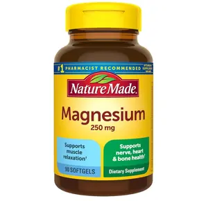 Nature Made Magnesium 250 mg, Magnesium Supplements for Men and Women, Support for Muscle, Heart, Bone and Nerve Health, 90 Softgels, 90 Day Supply