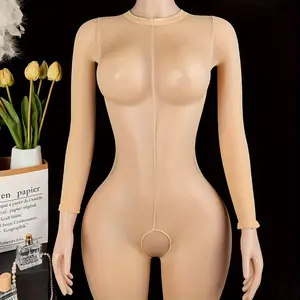 Sexy Bodystocking for Women Lingerie  Bodysuit High Elastic Sheer Body Stocking Catsuit,Women's Sexy Underwear, Breathable Thermal Mesh Material, Classic Crew Neck Fabric Womenswear