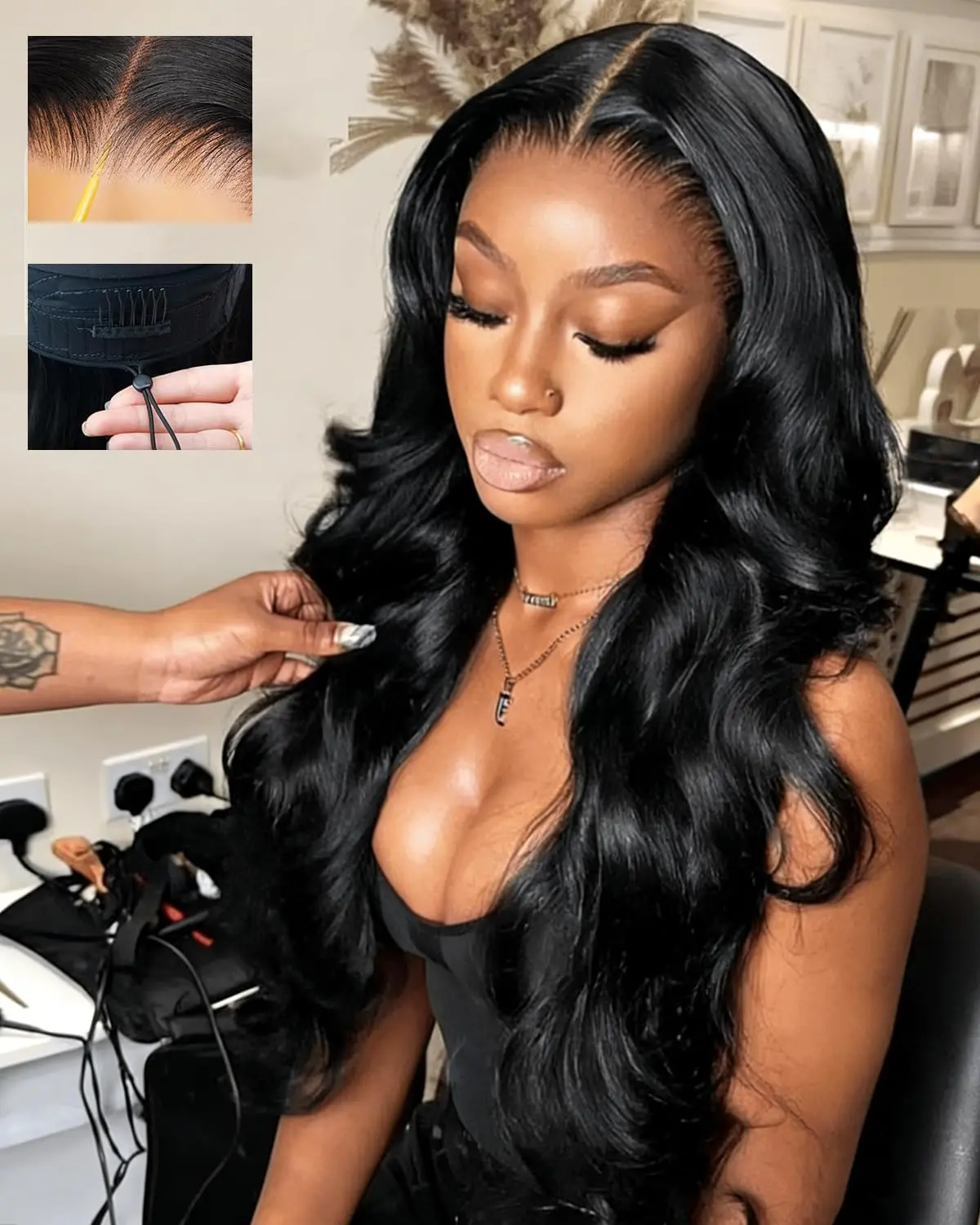 [Drawstring Glueless Wig] MYLOCKME 12-32 Inch 180 Density Easy To Wear 13x6 Body Wave Drawstring Glueless Wig Pre Plucked Pre Cut 13x4 Glueless Wig For Black Women