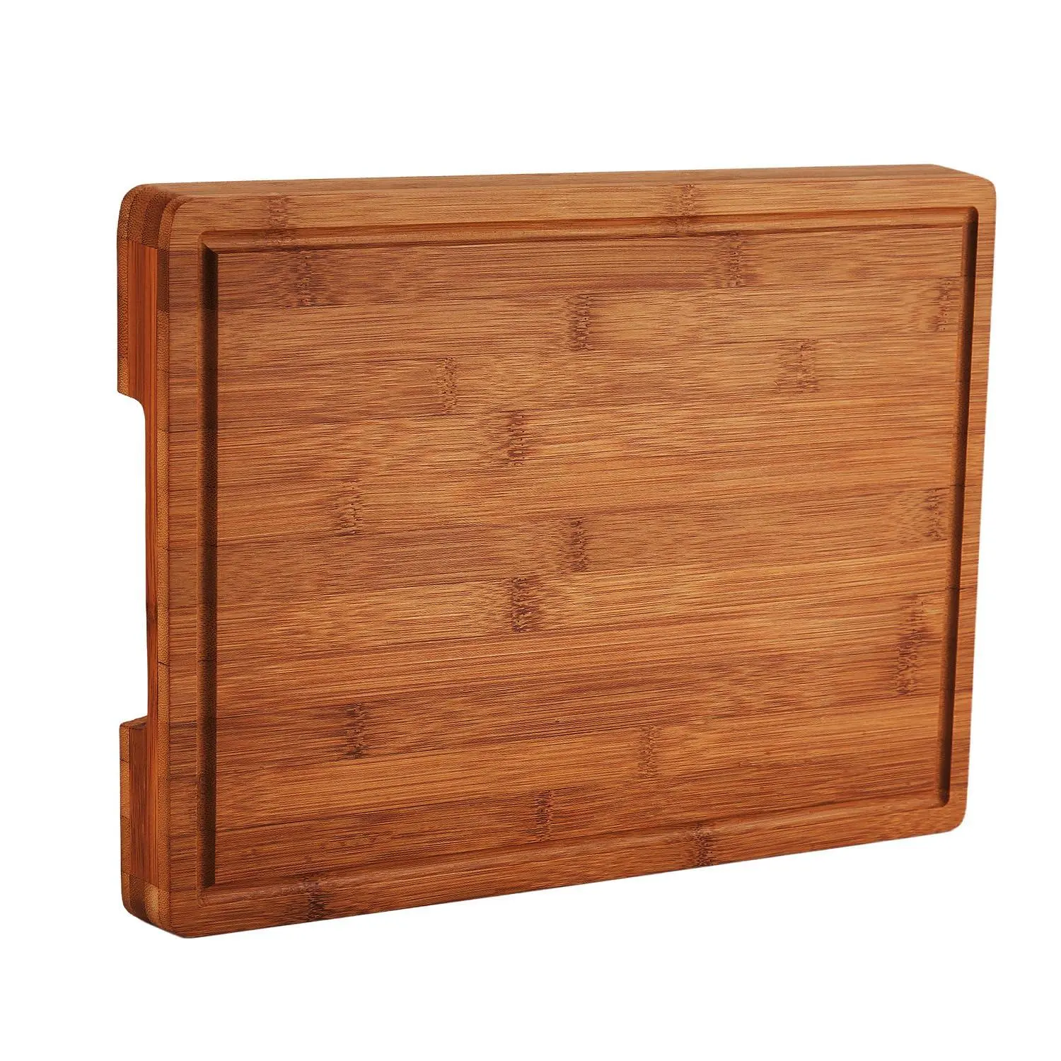 16 x 11in Bamboo Cutting Board with Juice Groove and Handles for Kitchen Chopping and Serving