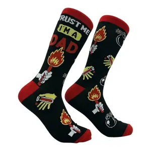 Men's Trust Me Im A Dad Socks Funny Sarcastic Fathers Day Graphic Novelty Footwear for Men Funny Graphic Socks Comfortable Fitted Spandex Cotton