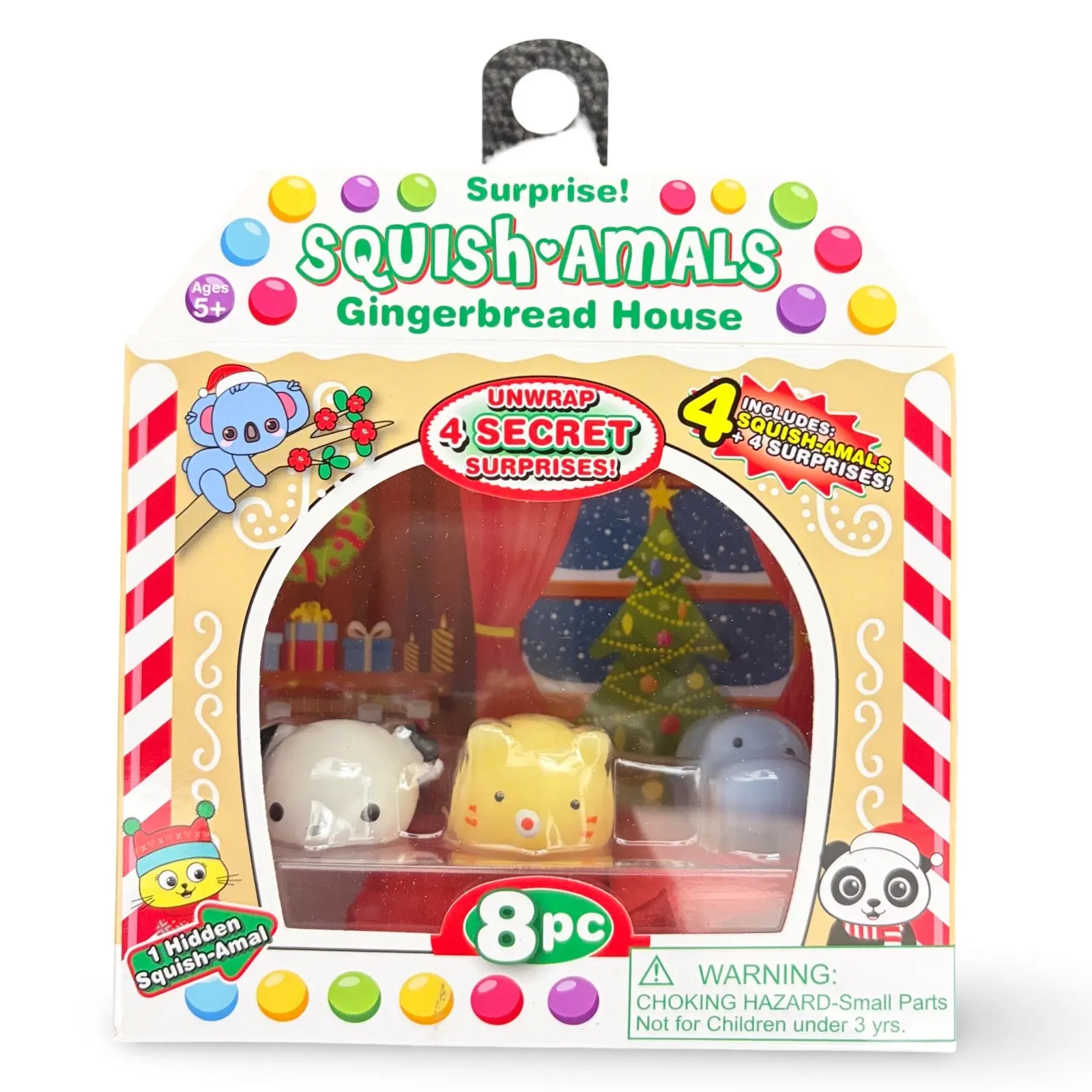 Adorable Gingerbread House Playset for Kids Ages 3+, Squish-amals Toy with 4 Super-Soft Plush Characters, Surprise Gifts, Display and Storage Features