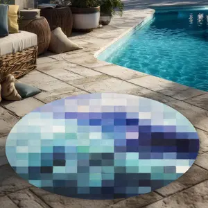 Begin Home Decor C1COAR551GOPR7 5 x 5 ft. Pixelized Landscape Rug - Modern Round Outdoor Bedroom Decor