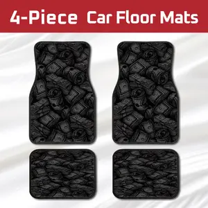 4Pcs Money Stack Sketch Car Floor Mats, Wealth-Themed Streetwear Automotive Interior Liners, Non-Slip & Durable, Fits Trucks, Sedans, SUVs, Cool Car Decor for Entrepreneurs, Ideal Gift for Car Owners & Christmas
