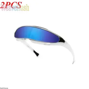 2-Pack Futuristic Punk Party Sunglasses with Unique Fishtail Design & Marine Elements, Casual PC Frames with Fashion Decorative Lenses, Trendy Y2K Stylish Eyewear for Festivals, Parties, Cosplay & Daily Wear, Perfect for All Seasons