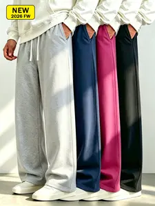 Men’s casual athletic long pants for spring and autumn, loose straight fit, versatile knit sweatpants