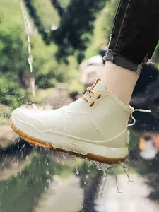 Unisex Fashionable Short Rain Boots, Comfortable PU Leather, Durable Ankle Rain Shoes, Perfect for Outdoor Activities in Fall & Winter