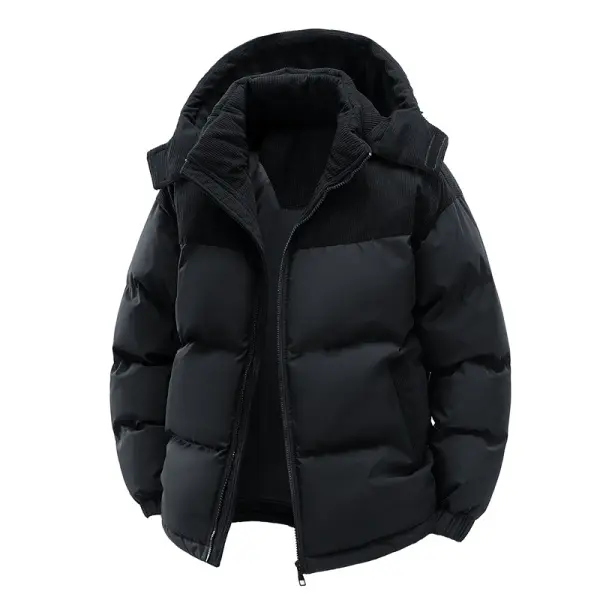 Men's Winter Thickened Windproof and Warm Down Jacket - Casual Regular Fit Zip Front Long Sleeve Solid Color Coat for Cold Weather Outdoor Clothing men Menswear Outfit Stylish Tops western clothing