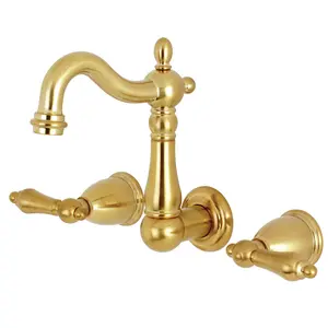 Heritage 8" Center Wall Mount Bathroom Faucet In Solid Brass Construction