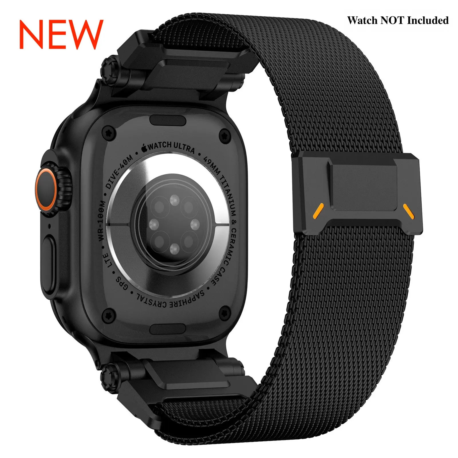 Explorer New Milanese Loop Smart Watch Strap, Multi-Size Steel Band with Magnetic Buckle, Compatible with Apple Watch 44/45/46/49mm (Ultra 1/2, Series 11/10/9/8/7/SE2/6/5/4/3/2/1), Durable Wearable Accessory Gift (Black), Smart Watch Straps, Wearable