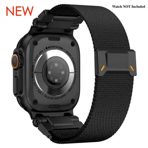 New Explorer Milanese Loop Band Compatible with Apple Watch 44/45/46/49mm with magnetic buckle for Apple Watch Ultra 1/2 Series 10 9 8 7 SE2 6 5 4 3 2 1 band 49mm 46mm(S10) 45mm 44mm   Wearable Accessories  Gift Black Steel Durable Durability