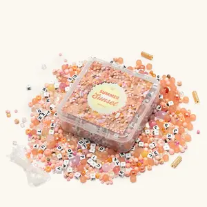 Little Words Project - Summer Sunset Bead Kit - DIY Bracelet Kit, Warm Tones, A-Z Letter Blocks - Make Your Own Bracelet