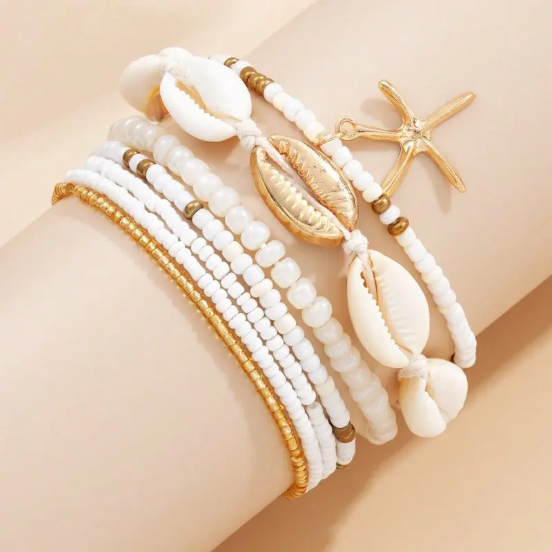 Mother's Day Gift Fashionable Boho Style Beaded & Chain Design Bracelets, Stackable Bracelets, Stacked Bracelets, Fashion Jewelry for Party, Daily Clothing Decor, Trendy All-match & Exquisite Jewelry for Birthday Gift