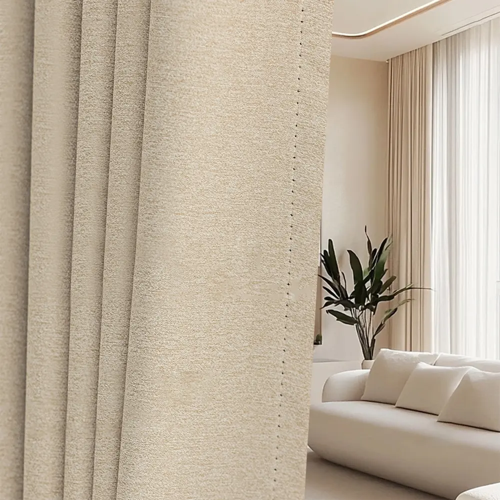 Double-Sided Linen Privacy Grommet Curtains, Light Luxury Custom Design, Fashion Home Decoration Curtain Panel, Privacy Enhancing with Hole Circles, window curtain, Living Room & Bedroom, Curtain for Windows
