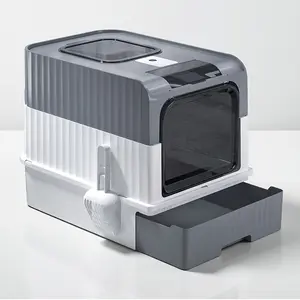 Portable Large Dual-Channel Cat Litter Box with Drawer, Odor-Proof and Splash-Resistant, Easy Clean Design, Perfect Christmas Gift