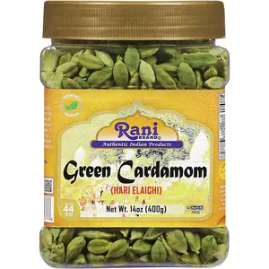 Rani Green Cardamom Pods Spice (Hari Elachi) 14oz (400g) PET Jar ~ All Natural | Vegan | Gluten Friendly | NON-GMO | Kosher | Product of India
