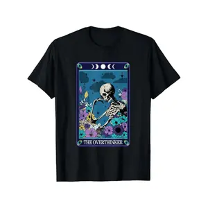 Overthinker Tarot Card Graphic Tee Trendy Cotton Streetwear Short Sleeve Shirt Comfort Fit Crew Neck Ultra Soft Breathable Unisex Gift Idea