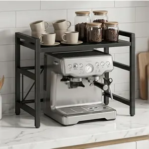 Retractable Microwave Oven Stand, Kitchen Floor Storage Rack, Multifunctional Countertop Organizer for Oven, Rice Cooker & Spices