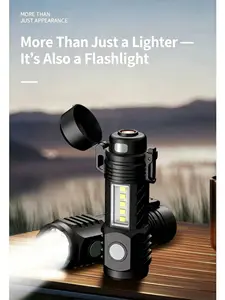 Windproof & Sealed Flashlight + Lighter, Ultra-Bright COB Side Light, USB Rechargeable, Must-Have Outdoor Tool for Every Adventure