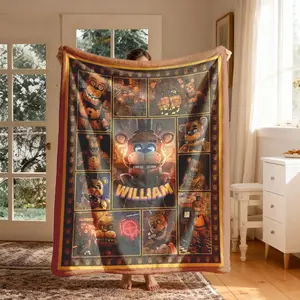 Five Nights at Freddy's Plush Fleece Blanket, Large Size, Soft Lightweight Warm for All Seasons, Perfect for Bed Sofa Travel and Camping