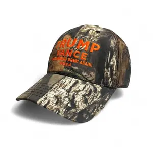 Trump Vance Camo MAGA Hunting Hat Bright neon "Trump Vance Make America Great Again" on an Adjustable Trucker Cap, Great MAGA Support Cap For Hunting