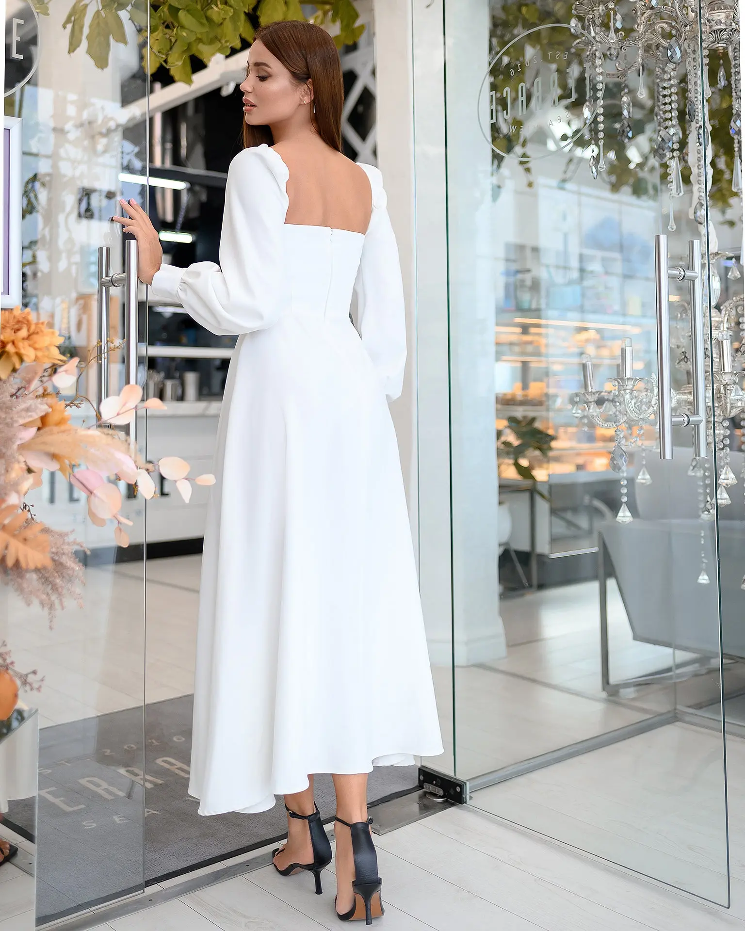 satin long sleeves dress Iris Long Sleeve Satin Maxi Dress / Dark Chocolate | MESHKI