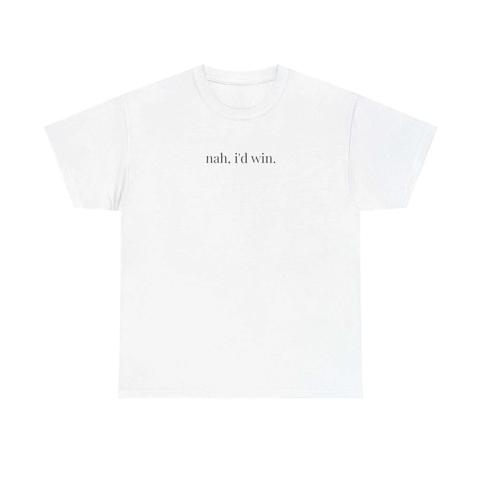 Men's "Nah, I’d Win" Graphic Oversized T-Shirt, Relaxed Fit Breathable Fabric Casual Apparel