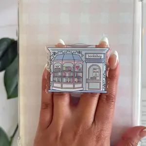 Pastel Bookstore Window Magsafe Phone Grip – Magnetic Pop Socket & Kickstand – Book Lover Gift