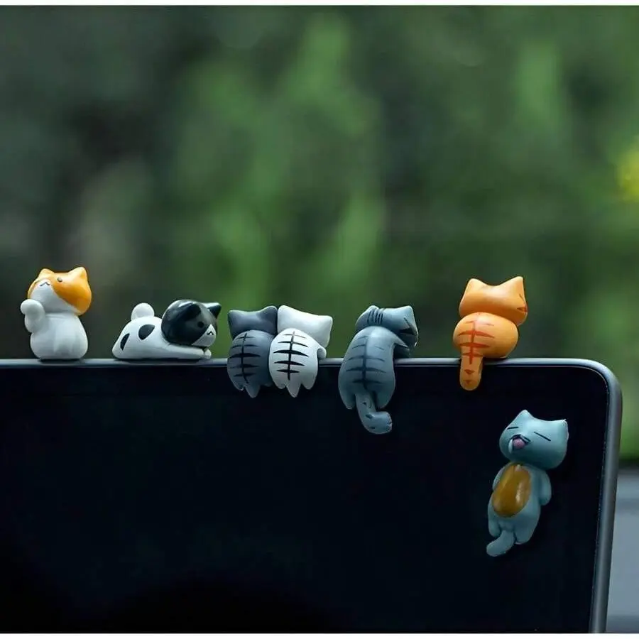 Cute Cat Car Accessories Set, Resin Statue Dashboard Decorations, Rearview Mirror Adorable Figures, Indoor Car Home Garden Decoration, Car Ornament, Car Interior Decoration, Car Desktop Decor, Car Interior Accessory, Car Interior Decorative, Car Trinkets