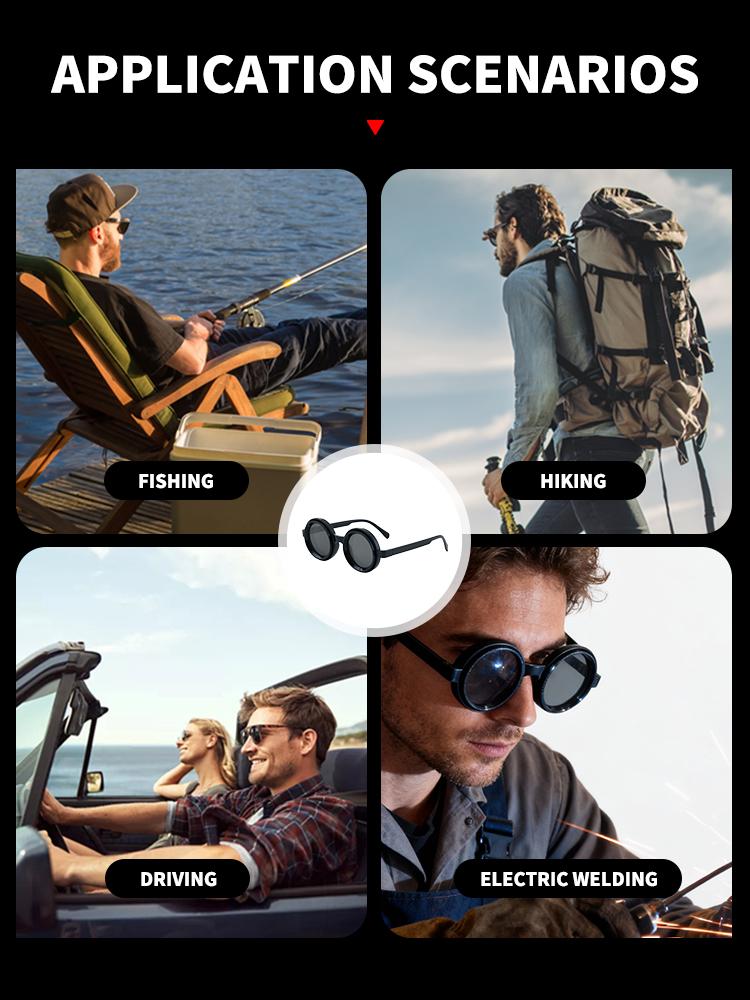 【Black Friday】Cyxus Adjustable ND Filter Sunglasses with 9-Step Light Reduction Polarized UV400 Vintage Punk Style Unisex Shades for Outdoor Travel - P1323