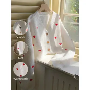 Women's Loose Fit Drop Shoulder Long Sleeve Cardigan, Casual, Autumn/Winter