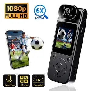 Action Camera ,1080P Outdoor camera, Wireless Vlog Camera, Sports Camera  with 6X Zoom, Portable Recorder, 180° Rotating Lens, Magnetic Clip, WiFi, Infrared Night Vision, 3 Playback Modes & Continuous Recording