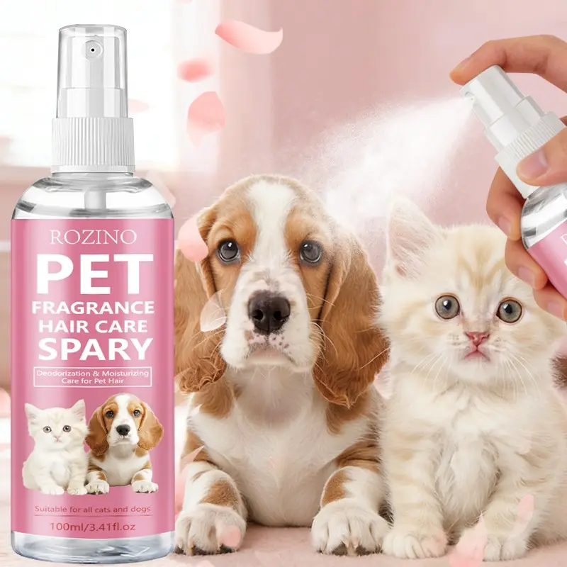 Rozino Pet Fragrance Grooming Spray 100ML, Odor Remover, Odor Eliminator, Odor Destroyer and Moisturizing Formula for Dogs, Puppy, Kitten and Cats, Nourishes and Smooths Fur with Natural Extracts, Odor Removal Spray
