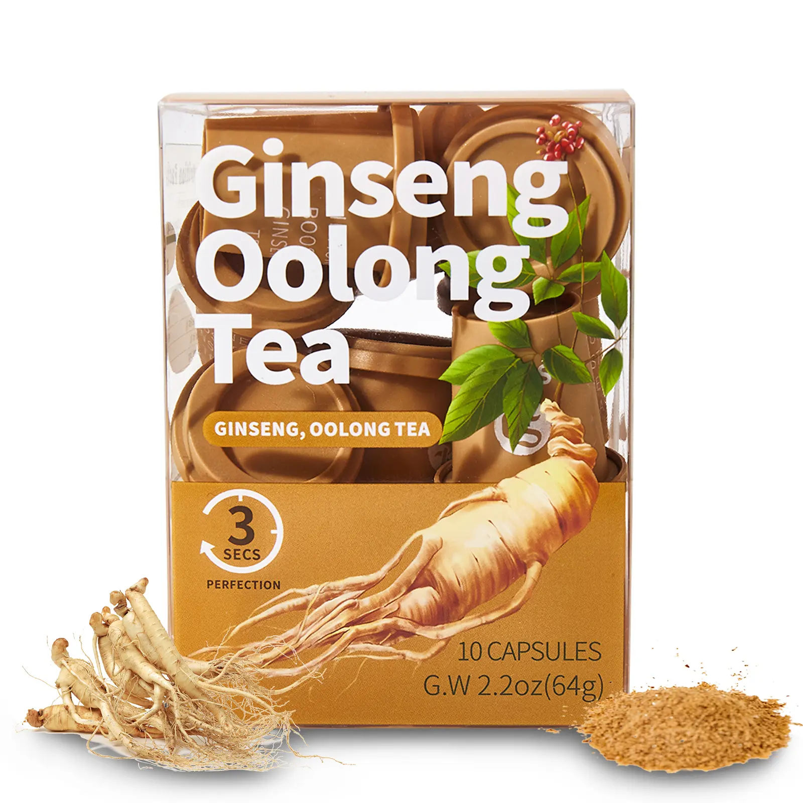 Loaded Tea Ginseng Oolong Energy Tea for Men, 10 Pods | $6.94 Trial Pack, 10 Clean Tea Drinks, No Sugar, No Caffeine, Instant Herbal Blend for Calm Focus & Daily Energy