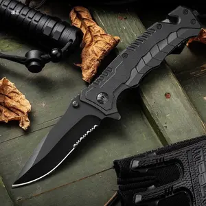 Pocket Folding Knife with Serrated Clip Blade, Stainless Steel, Men's Gift, EDC Sharp Folding Knives with Portable Clip for Camping, Hiking, Hunting & Survival Gear for Men and Women